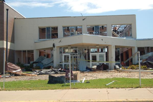 Tornado Damaged School in Wadena, MN.